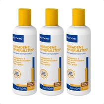 Combo 3 Hexadene Spherulites Shampoo Virbac para Cães e Gatos - 250 mL