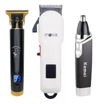 Combo 3 Máquinas Profissional Salão Corte Acabamento Nariz E Ouvido Clipper