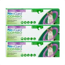 Combo 3 NexGard Combo Gatos 0,8Kg a 2,5Kg - 1 Aplicador 0,3ml