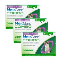 Combo 3 NexGard Combo Gatos 0,8Kg a 2,5Kg - 3 Aplicadores 0,3ml Combo 3 NexGard Combo Gatos 0,8Kg a 2,5Kg - 3 Aplicadores 0,3ml
