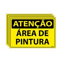 Combo 3 Placas De Sinalização Atenção Área De Pintura 30x20 Ecom IA - SA43 F9e