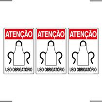 Combo 3 Placas De Sinalização Atenção Avental Uso Obrigatório 20x30 Ekomunike - S-207/1 F9e