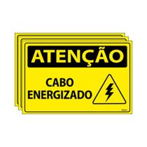 Combo 3 Placas De Sinalização Atenção Cabo Energizado 30x20 Ecom IA - SA52 F9e