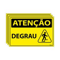 Combo 3 Placas De Sinalização Atenção Degrau 30x20 Ecom IA - SA102 F9e