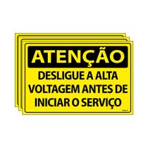 Combo 3 Placas De Sinalização Atenção Desligue A Alta Voltagem Antes De Iniciar O Serviço 30x20 Ecom IA - SA17 F9e Combo 3 Placas De Sinalização Atenção Desligue A Alta Voltagem Antes De Iniciar O Serviço 30x20 Ecom IA - SA17 F9e
