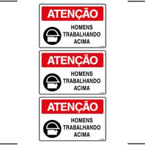 Combo 3 Placas De Sinalização Atenção Homens Trabalhando Acima 30x20 Ekomunike - S-226/1 F9e