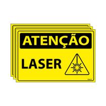 Combo 3 Placas De Sinalização Atenção Laser 30x20 Ecom IA - SA106 F9e