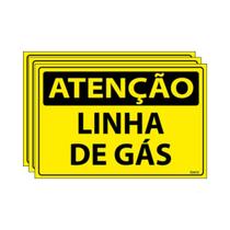 Combo 3 Placas De Sinalização Atenção Linha De Gás 30x20 Ecom IA - SA64 F9e