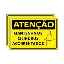 Combo 3 Placas De Sinalização Atenção Mantenha Os Cilindros Acorrentados 30x20 Ecom IA - SA4 F9e