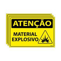 Combo 3 Placas De Sinalização Atenção Material Explosivo 30x20 Ecom IA - SA110 F9e