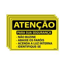 Combo 3 Placas De Sinalização Atenção Não Buzine / Abaixe Faróis / Luz Interna / Identifique-se 30x20 Ecom IA - SA87 F9e