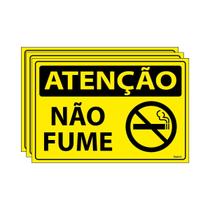 Combo 3 Placas De Sinalização Atenção Não Fume 30x20 Ecom IA - SA22 F9e