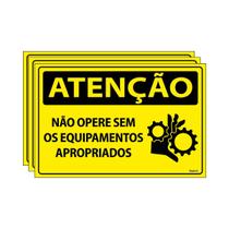 Combo 3 Placas De Sinalização Atenção Não Opere Sem Os Equipamentos Apropriados 30x20 Ecom IA - SA13 F9e