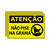 Combo 3 Placas De Sinalização Atenção Não Pise Na Grama 30x20 Ecom IA - SA100 F9e