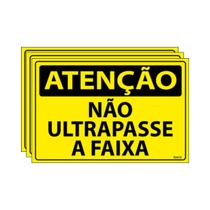 Combo 3 Placas De Sinalização Atenção Não Ultrapasse A Faixa 30x20 Ecom IA - SA62 F9e