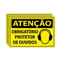 Combo 3 Placas De Sinalização Atenção Obrigatório Protetor De Ouvidos 30x20 Ecom IA - SA29 F9e Combo 3 Placas De Sinalização Atenção Obrigatório Protetor De Ouvidos 30x20 Ecom IA - SA29 F9e