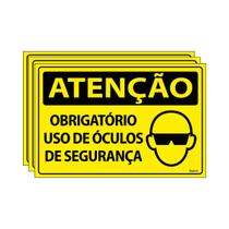Combo 3 Placas De Sinalização Atenção Obrigatório Uso De Óculos De Segurança 30x20 Ecom IA - SA24 F9e