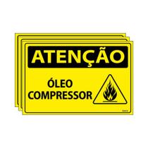 Combo 3 Placas De Sinalização Atenção Óleo Compressor 30x20 Ecom IA - SA91 F9e