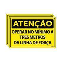 Combo 3 Placas De Sinalização Atenção Operar No Mínimo A Três Metros Da Linha De Força 30x20 Ecom IA - SA15 F9e Combo 3 Placas De Sinalização Atenção Operar No Mínimo A Três Metros Da Linha De Força 30x20 Ecom IA - SA15 F9e