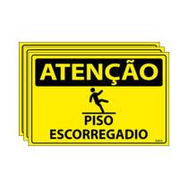 Combo 3 Placas De Sinalização Atenção Piso Escorregadio 30x20 Ecom IA - SA89 F9e Combo 3 Placas De Sinalização Atenção Piso Escorregadio 30x20 Ecom IA - SA89 F9e