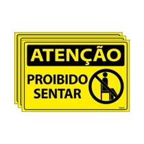 Combo 3 Placas De Sinalização Atenção Proibido Sentar 30x20 Ecom IA - SA96 F9e