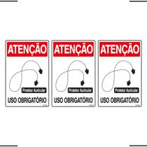 Combo 3 Placas De Sinalização Atenção Protetor Auricular Uso Obrigatório 20x30 Ekomunike - S-200 F9e Combo 3 Placas De Sinalização Atenção Protetor Auricular Uso Obrigatório 20x30 Ekomunike - S-200 F9e
