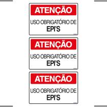 Combo 3 Placas De Sinalização Atenção Uso Obrigatório De Epi's 30x20 Ekomunike - S-227/1 F9e