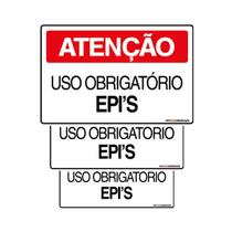 Combo 3 Placas De Sinalização Atenção Uso Obrigatório De Epi's 30x20 Qi Comunicação - S-227/1 Q1a