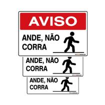 Combo 3 Placas De Sinalização Aviso Ande Não Corra 30x20 Qi Comunicação - S-216 Q1a Combo 3 Placas De Sinalização Aviso Ande Não Corra 30x20 Qi Comunicação - S-216 Q1a