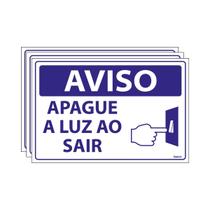 Combo 3 Placas De Sinalização Aviso Apague A Luz Ao Sair 30x20 Ecom IA - SV8 F9e Combo 3 Placas De Sinalização Aviso Apague A Luz Ao Sair 30x20 Ecom IA - SV8 F9e