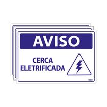 Combo 3 Placas De Sinalização Aviso Cerca Eletrificada 30x20 Ecom IA - SV11 F9e Combo 3 Placas De Sinalização Aviso Cerca Eletrificada 30x20 Ecom IA - SV11 F9e