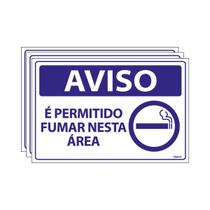 Combo 3 Placas De Sinalização Aviso É Permitido Fumar Nesta Área 30x20 Ecom IA - SV20 F9e