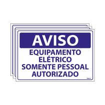Combo 3 Placas De Sinalização Aviso Equipamento Elétrico Somente Pessoal Autorizado 30x20 Ecom IA - SV6 F9e Combo 3 Placas De Sinalização Aviso Equipamento Elétrico Somente Pessoal Autorizado 30x20 Ecom IA - SV6 F9e