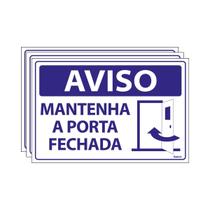 Combo 3 Placas De Sinalização Aviso Mantenha A Porta Fechada 30x20 Ecom IA - SV2 F9e Combo 3 Placas De Sinalização Aviso Mantenha A Porta Fechada 30x20 Ecom IA - SV2 F9e