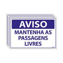 Combo 3 Placas De Sinalização Aviso Mantenha As Passagens Livres 30x20 Ecom IA - SV3 F9e