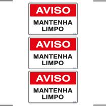 Combo 3 Placas De Sinalização Aviso Mantenha Limpo 30x20 Ekomunike - S-214 F9e