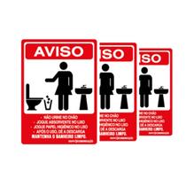 Combo 3 Placas De Sinalização Aviso Mantenha O Banheiro Limpo Feminino 15x20 Qi Comunicação - S-231 Q1a