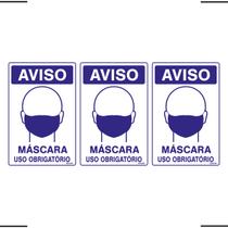 Combo 3 Placas De Sinalização Aviso Máscara Uso Obrigatório 20x30 Ekomunike - P-37/4 F9e