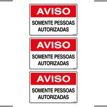 Combo 3 Placas De Sinalização Aviso Somente Pessoas Autorizadas 30x20 Ekomunike - S-215 F9e Combo 3 Placas De Sinalização Aviso Somente Pessoas Autorizadas 30x20 Ekomunike - S-215 F9e