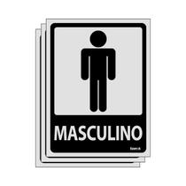 Combo 3 Placas De Sinalização Banheiro Masculino 15x20 Ecom IA - B-566 F9e