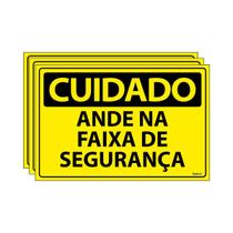 Combo 3 Placas De Sinalização Cuidado Ande Na Faixa De Segurança 30x20 Ecom IA - SC60 F9e