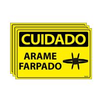 Combo 3 Placas De Sinalização Cuidado Arame Farpado 30x20 Ecom IA - SC111 F9e Combo 3 Placas De Sinalização Cuidado Arame Farpado 30x20 Ecom IA - SC111 F9e