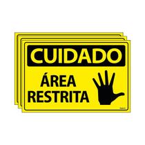 Combo 3 Placas De Sinalização Cuidado Área Restrita 30x20 Ecom IA - SC14 F9e Combo 3 Placas De Sinalização Cuidado Área Restrita 30x20 Ecom IA - SC14 F9e