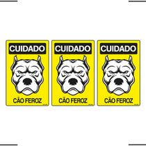 Combo 3 Placas De Sinalização Cuidado Cão Feroz 20x30 Ekomunike - P-6/3 F9e Combo 3 Placas De Sinalização Cuidado Cão Feroz 20x30 Ekomunike - P-6/3 F9e
