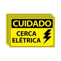 Combo 3 Placas De Sinalização Cuidado Cerca Elétrica 30x20 Ecom IA - SC96 F9e