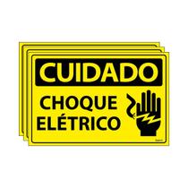 Combo 3 Placas De Sinalização Cuidado Choque Elétrico 30x20 Ecom IA - SC41 F9e