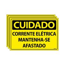 Combo 3 Placas De Sinalização Cuidado Corrente Elétrica Mantenha-se Afastado 30x20 Ecom IA - SC45 F9e