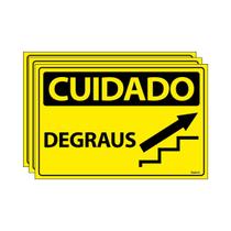 Combo 3 Placas De Sinalização Cuidado Degraus Subindo 30x20 Ecom IA - SC2 F9e