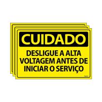 Combo 3 Placas De Sinalização Cuidado Desligue A Alta Voltagem Antes De Iniciar O Serviço 30x20 Ecom IA - SC48 F9e Combo 3 Placas De Sinalização Cuidado Desligue A Alta Voltagem Antes De Iniciar O Serviço 30x20 Ecom IA - SC48 F9e