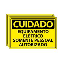 Combo 3 Placas De Sinalização Cuidado Equipamento Elétrico Somente Pessoal Autorizado 30x20 Ecom IA - SC40 F9e
